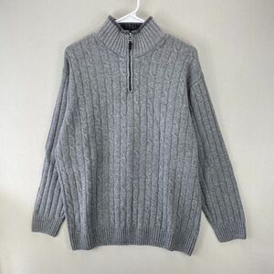 Daniele Blasi Sweater Men's XL Made In Italy Wool 1/4 Zip Casual Cable Knit Gray